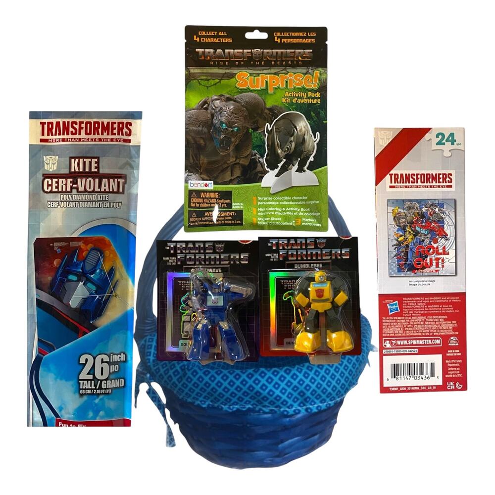 Transformers Gift Basket – Toys, Kite, Puzzle & Activity Pack – Boys Gift Set